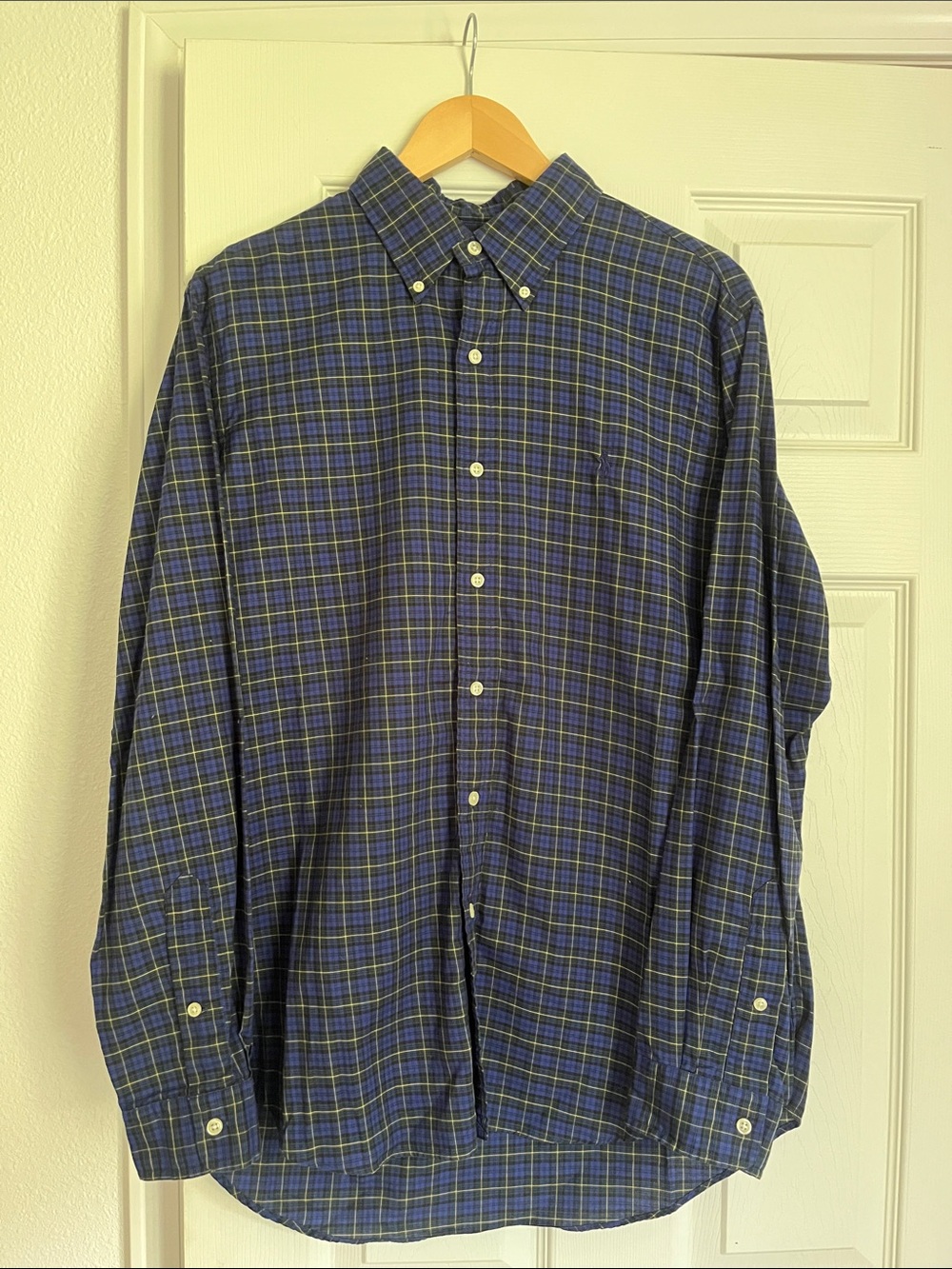 Polo by Ralph Lauren Navy and Green Plaid Button-Down Shirt